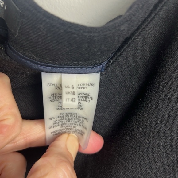 Elie Tahari Women's Size 6 Black Wool Blend Faux Leather Seams Classic Chic - Picture 11 of 15